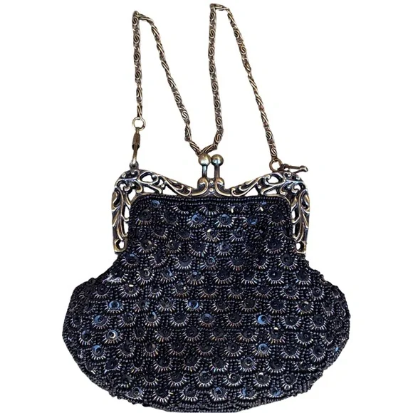 The Edwardian Revival Great Gatsby Style Black Fully Beaded Evening Bag - Picture 13 of 16